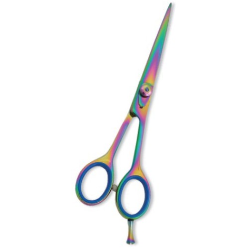 Professional Hair Cutting Scissor with razor edge. Multicolor Coating. Three Rings with screw adjust